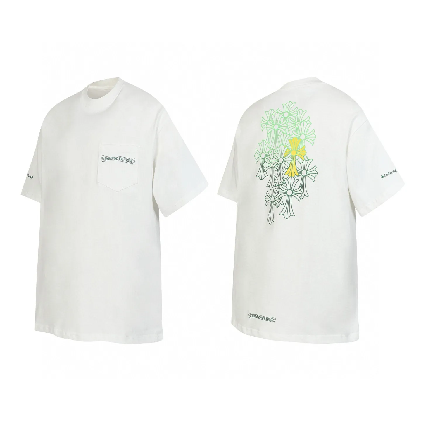 P160 Chrome Hearts CH Chrome Hearts Color Overlay Cross Print Short Sleeve T-shirt Uses direct injection imported machine printing. Hardware and accessories are all milled and customized. Correct configuration. Black 2025 Chrome Hearts ZP packaging. 260 grams of custom dyed double yarn cotton. Large version. Loose and stylish. Different from lower versions, slim and long version with upper body and hip stretch. 100% commitment: top quality. Not fast food. Highest version on the market. Top quality - different from ordinary versions on the market. If you care about quality, you should also respect the price. Absolutely 0 after-sales service and 0 return rate so far. It’s hard not to love the style - 260g double yarn cotton custom dyed fabric - Correct high-density main mark, washed tag, hand-sewn